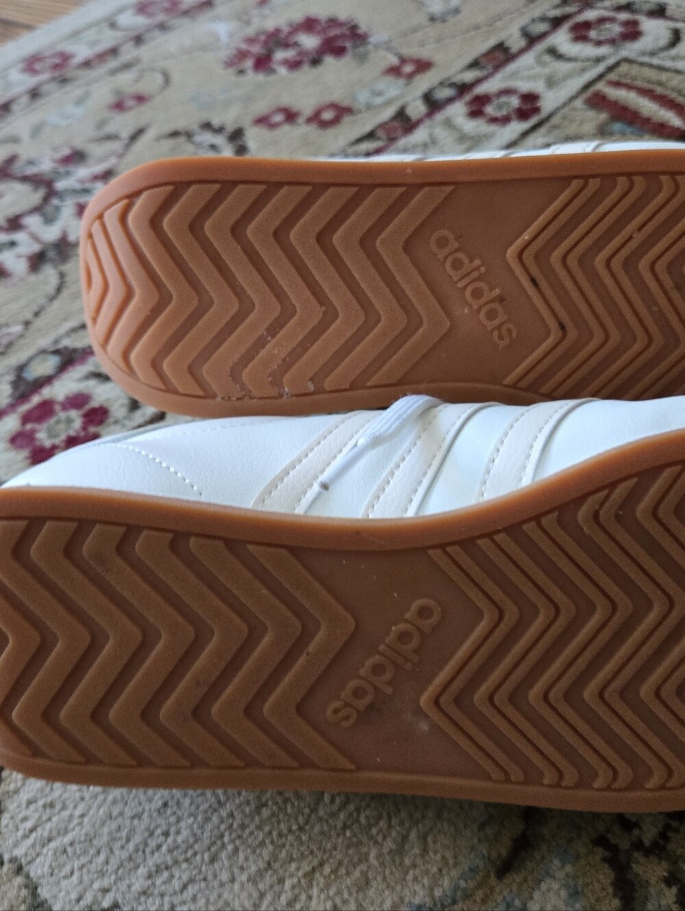 adidas White Low-Top Sneakers with Gum Sole - Picture 5 of 7
